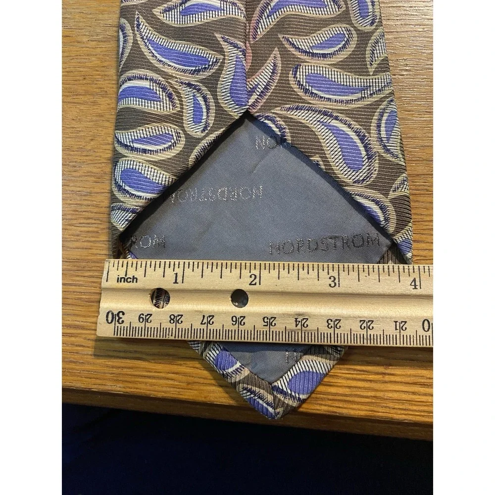 VTG ROBERT TALBOTT Nordstrom‎ Men's Silk Necktie USA Designer Gold Blue Paisley